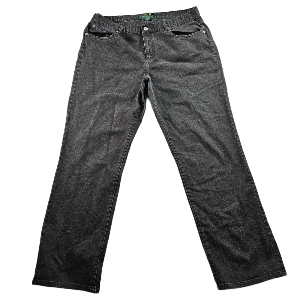 Lauren Ralph Lauren Jeans Women 16W Black Denim Classic Fit Stretch Straight Leg